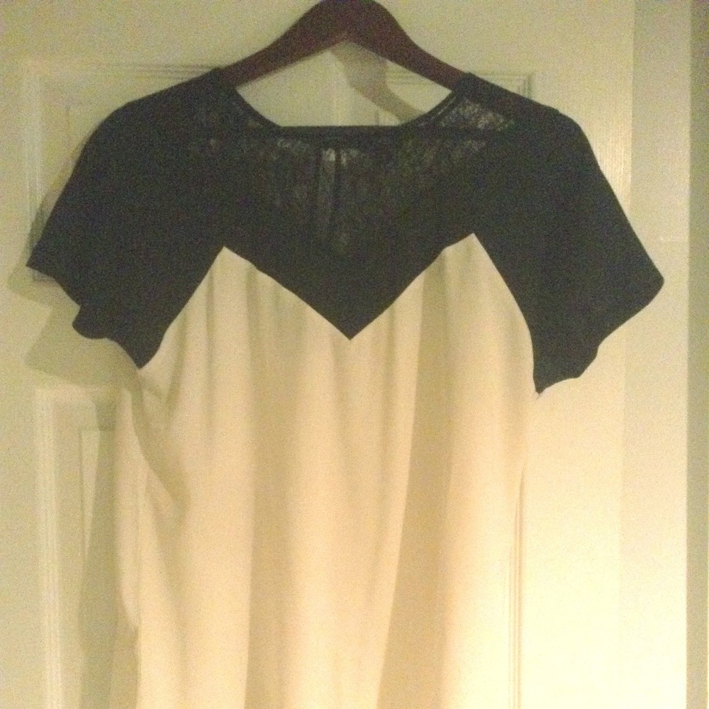 White House Black Market Black Lace Yolk Silk